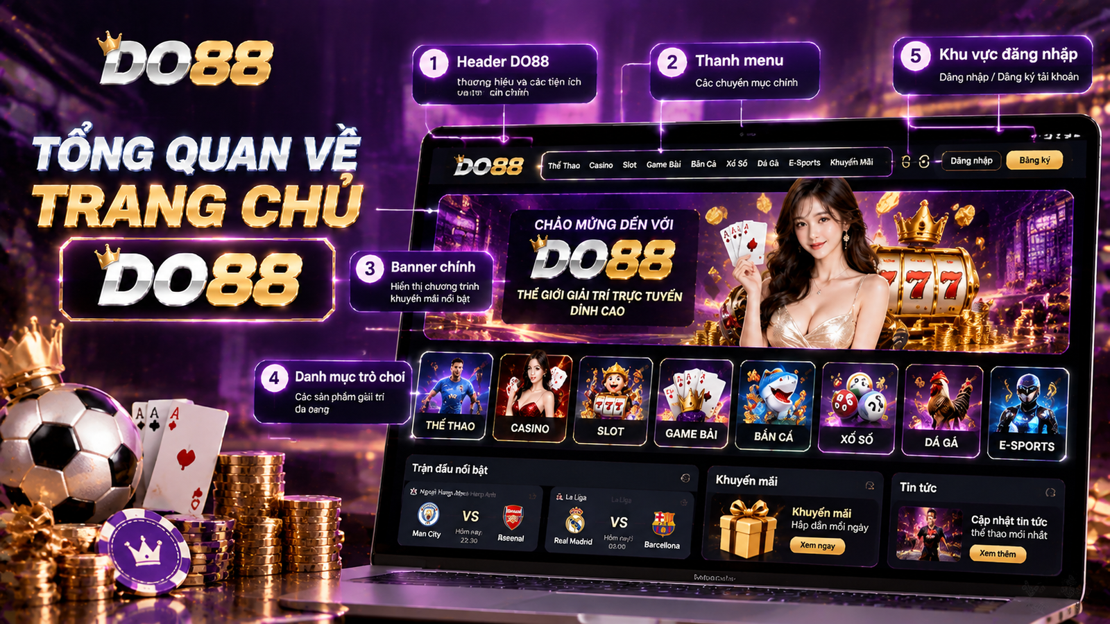 Giao diện tổng quan trang chủ DO88