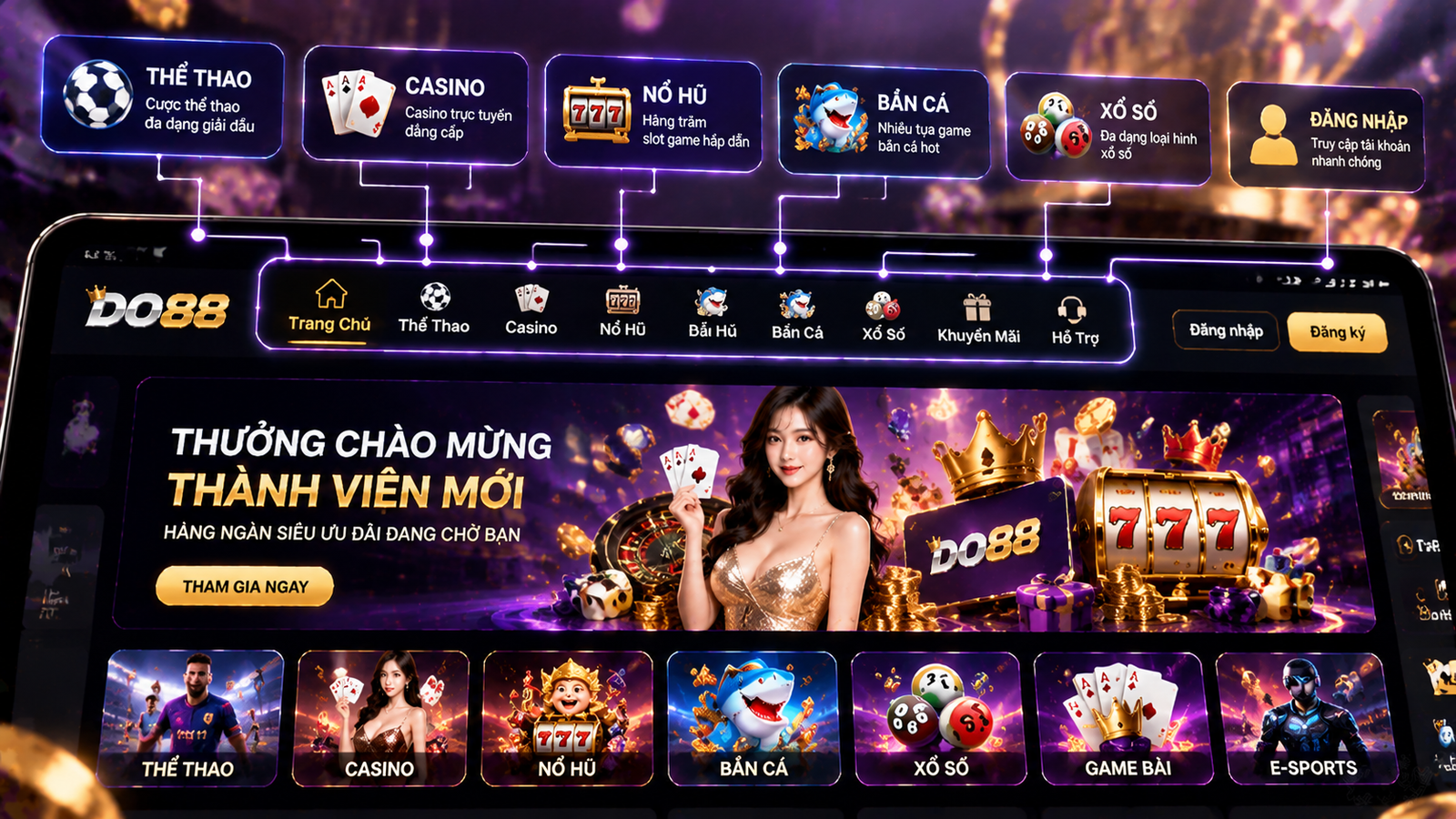 Thanh điều hướng các danh mục trên DO88